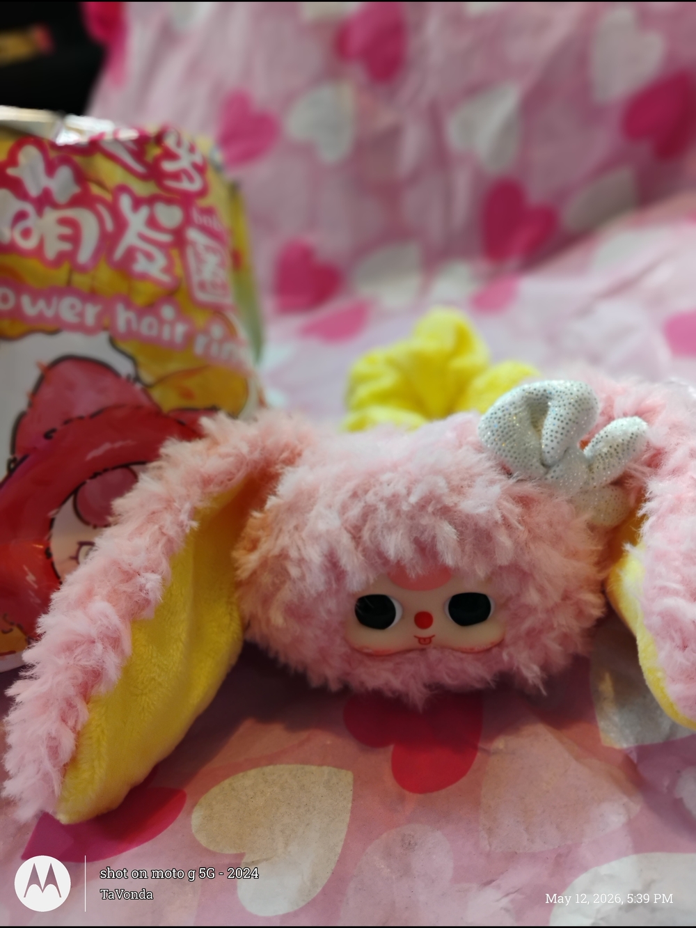 Plush Bunny Hair Ring Accessory - Pink by